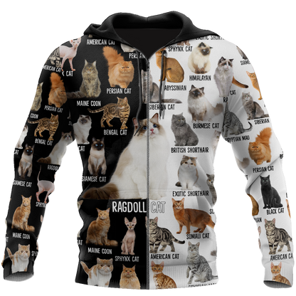 Love Cat Breeds World premium hoodie sweatshirt