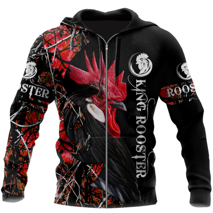 King Rooster 3D All Over Printed Unisex Hoodie ML