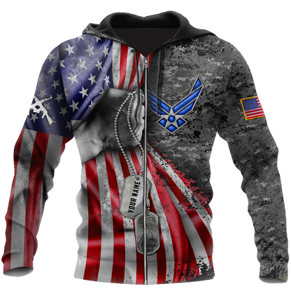 US Air Force tag Custom name 3D shirts for men and women Proud Military