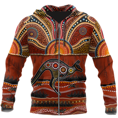 Aboriginal Australia Kangaroo running Lizard Art shirts for men and women