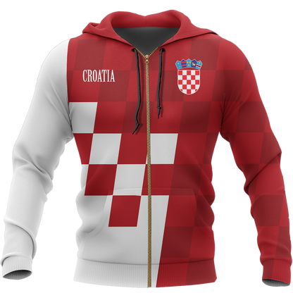Croatia Coat Of Arms Zip Hoodie Special Version A02 - Amaze Style™-Apparel