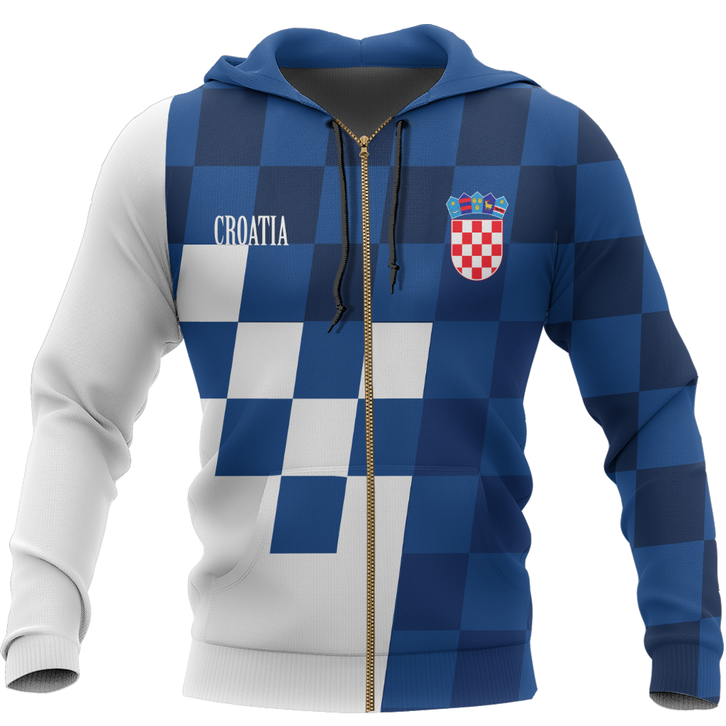 Croatia Coat Of Arms Zip Hoodie Blue Version A02 - Amaze Style™-Apparel