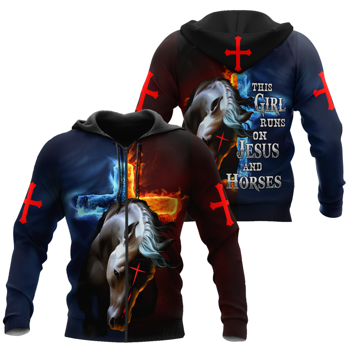 Horse And Jesus 3D All Over Printed Shirts For Men And Women