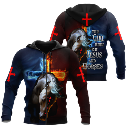 Horse And Jesus 3D All Over Printed Shirts For Men And Women